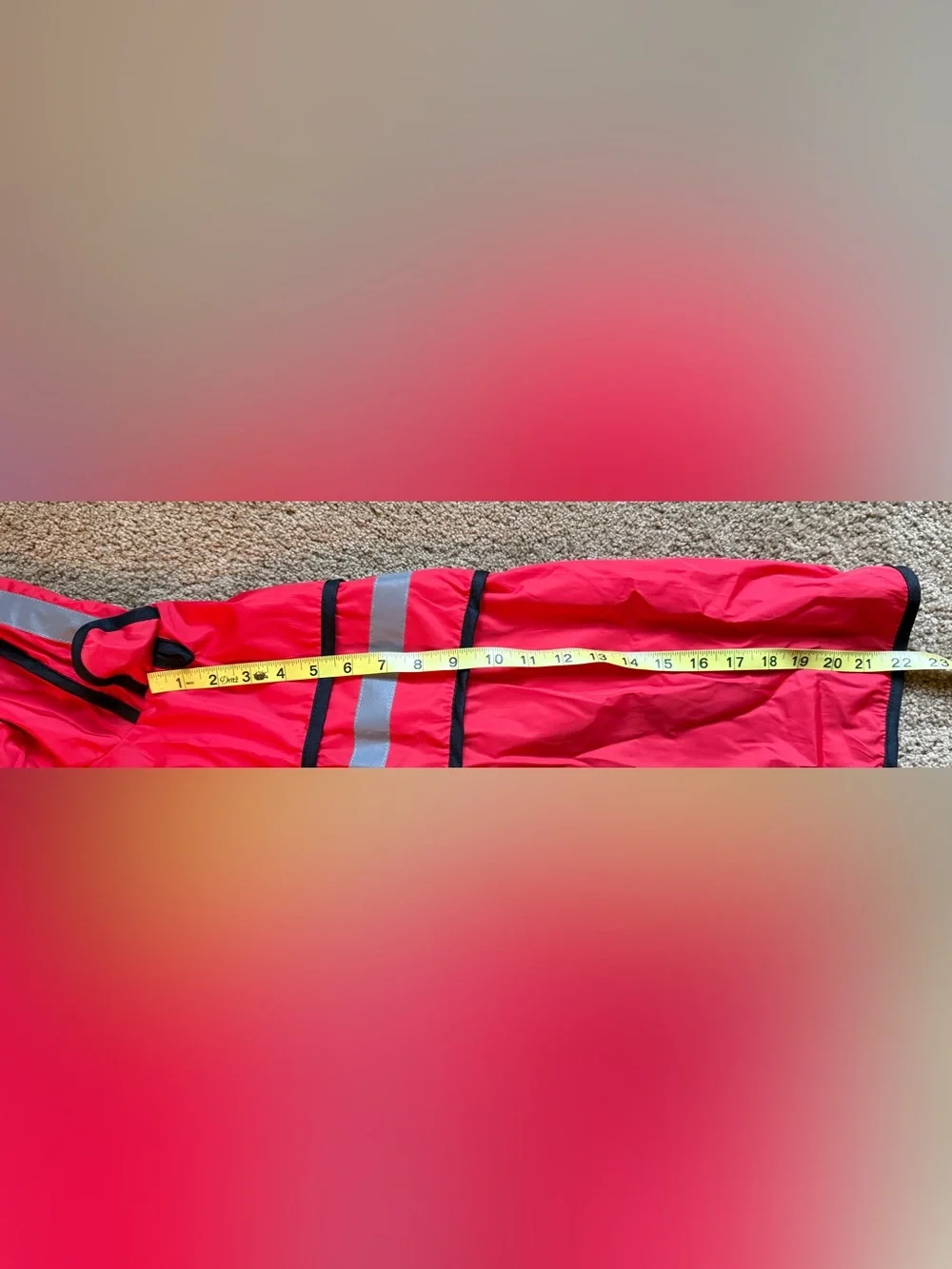 Red Reflective Dog Raincoat with Black Trim Size Large